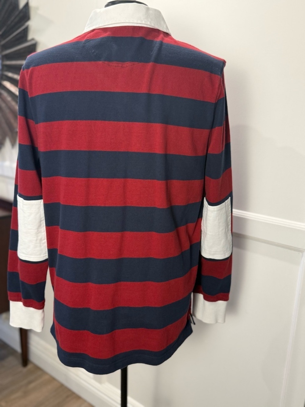 Brooks Brothers Red and Navy Striped Long Sleeve Polo Rugby - Picture 3 of 3